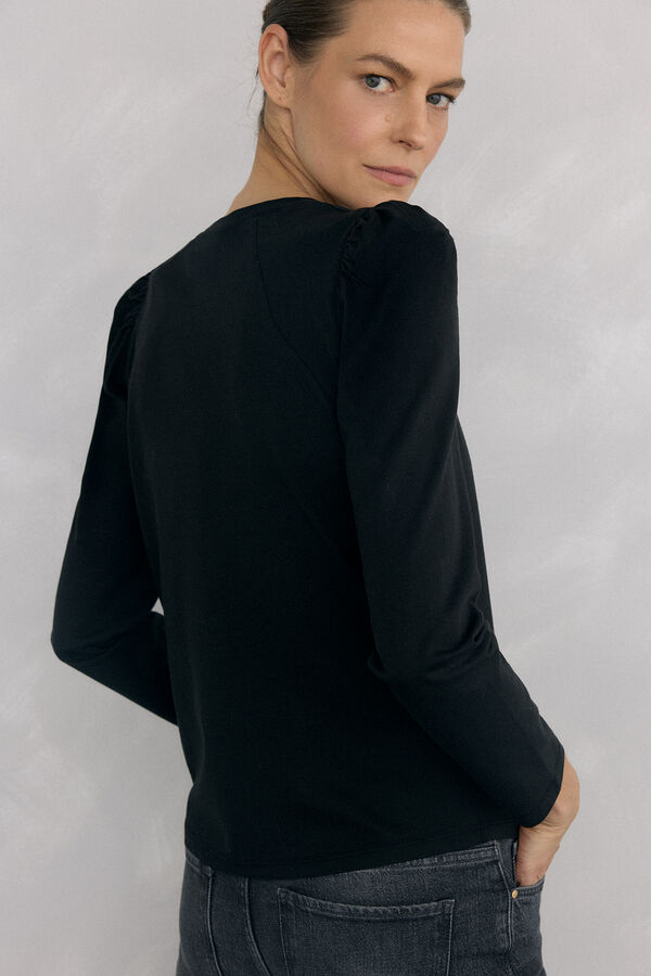 Pedro del Hierro Camiseta básica frunce Black