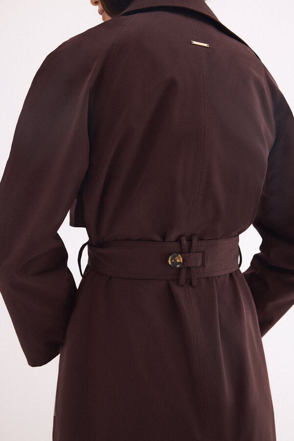 Pedro del Hierro Long plain trench coat Brown