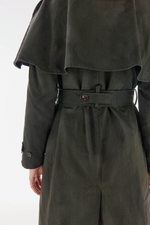 TFP by Tamara Falcó Long waxed trench coat Green