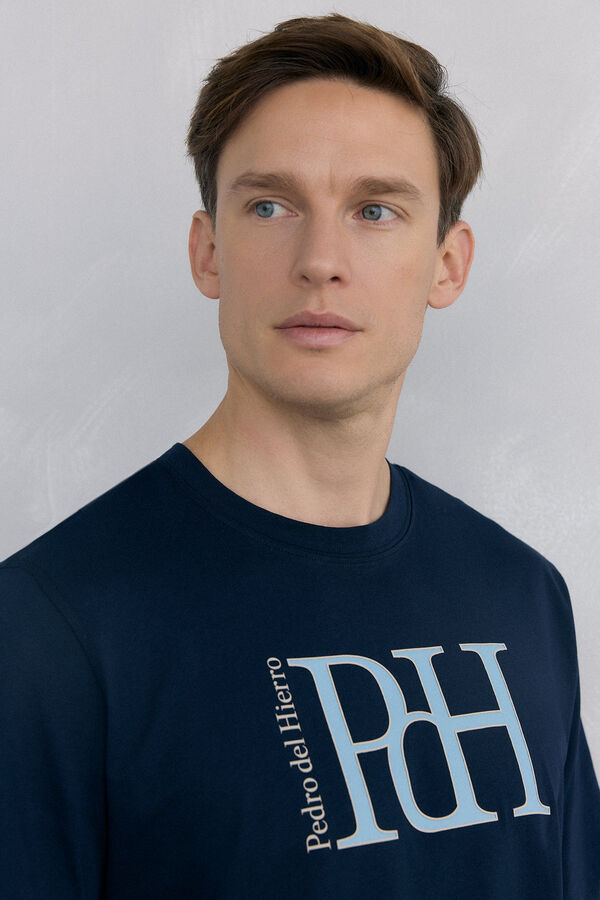 Pedro del Hierro Large logo T-shirt Blue
