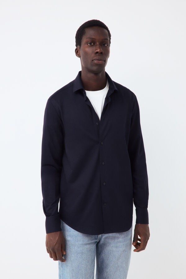 Pedro del Hierro Plain jersey-knit shirt Blue