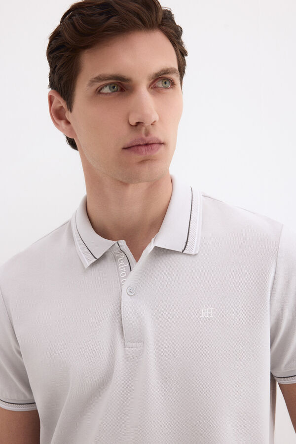 Pedro del Hierro Jacquard polo shirt Grey