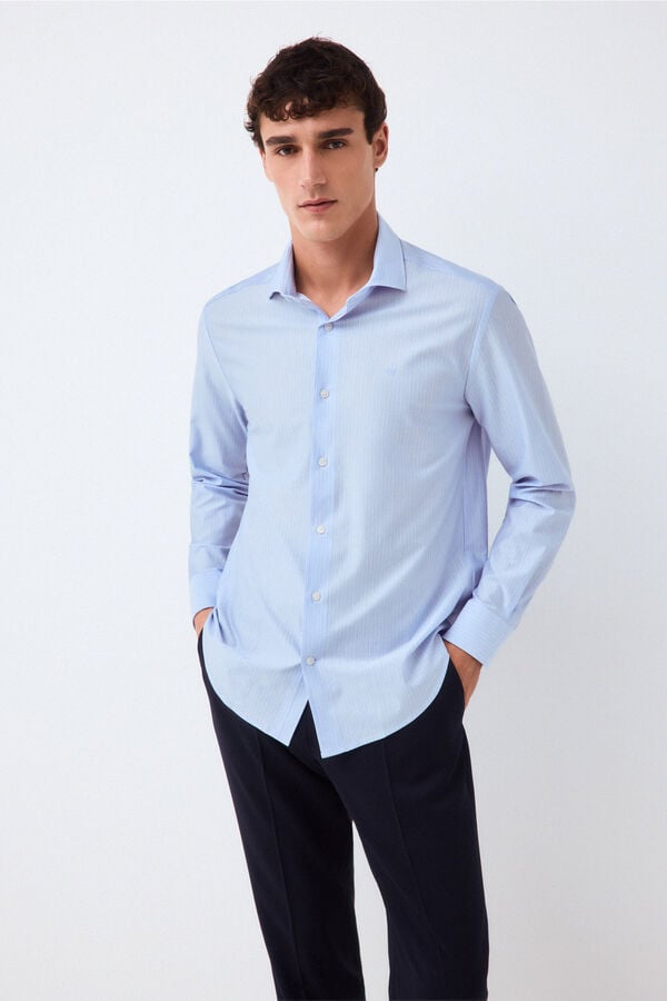 Pedro del Hierro Striped jersey-knit shirt Blue