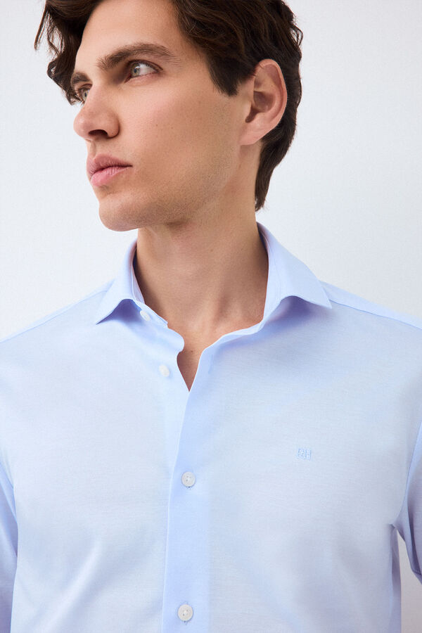 Pedro del Hierro Plain jersey-knit shirt Blue