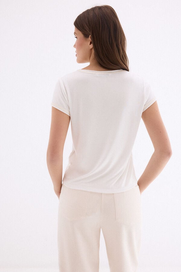 Pedro del Hierro T-shirt with faux leather details White