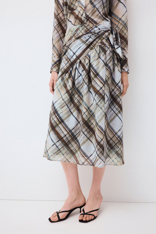 Pedro del Hierro Scarf flared skirt Blue