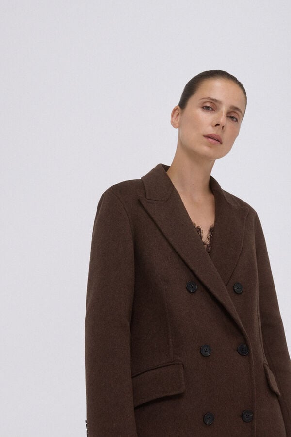 Pedro del Hierro Double-faced coat with cross-over Beige