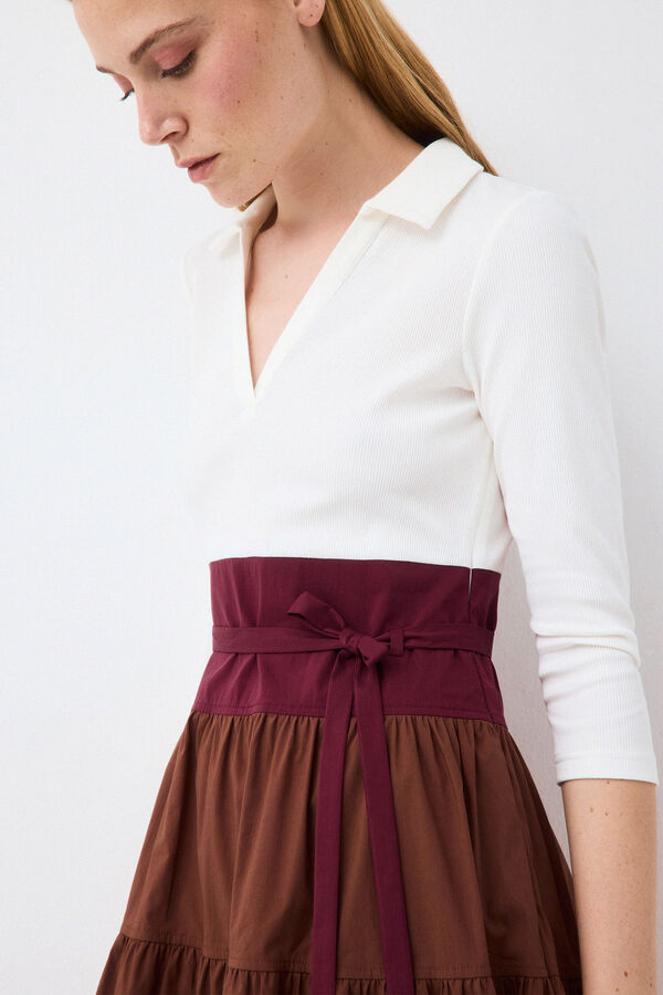 Pedro del Hierro Combined three-quarter sleeve dress Brown