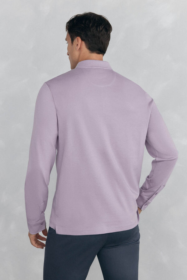Pedro del Hierro Mercerized long sleeve polo shirt Purple