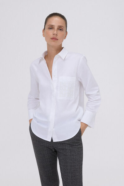 Pedro del Hierro Oversized poplin logo shirt White