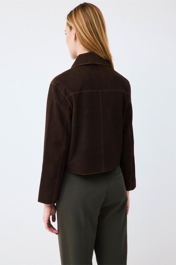 Pedro del Hierro Suede button jacket Brown