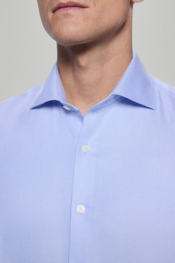 Pedro del Hierro camisa vestir gemelos estructura lisa non iron + antimanchas Blue