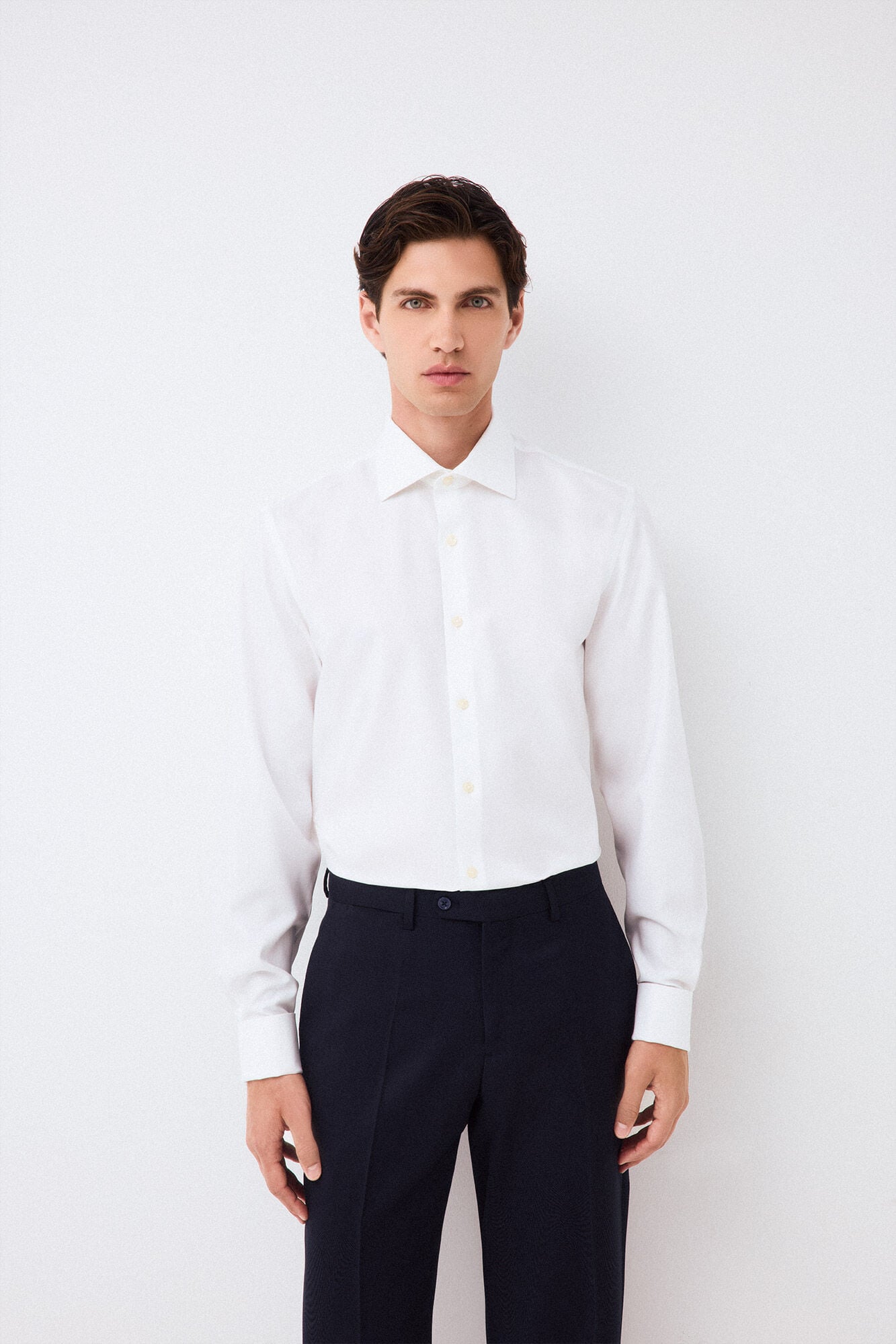 Pedro del Hierro Camisa de vestir lisa non iron + antimanchas punho duplo
