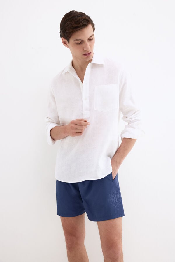 Pedro del Hierro Plain big side logo swimwear Blue