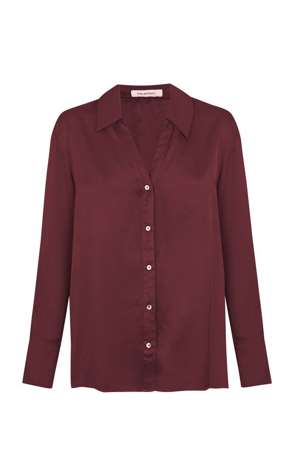 Pedro del Hierro Satin-finish basic shirt Burgundy