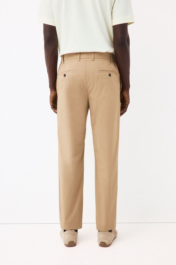 Pedro del Hierro Technical poplin regular chinos Beige