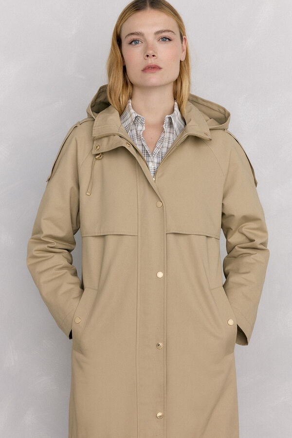 Pedro del Hierro Quilted parka with hood Beige