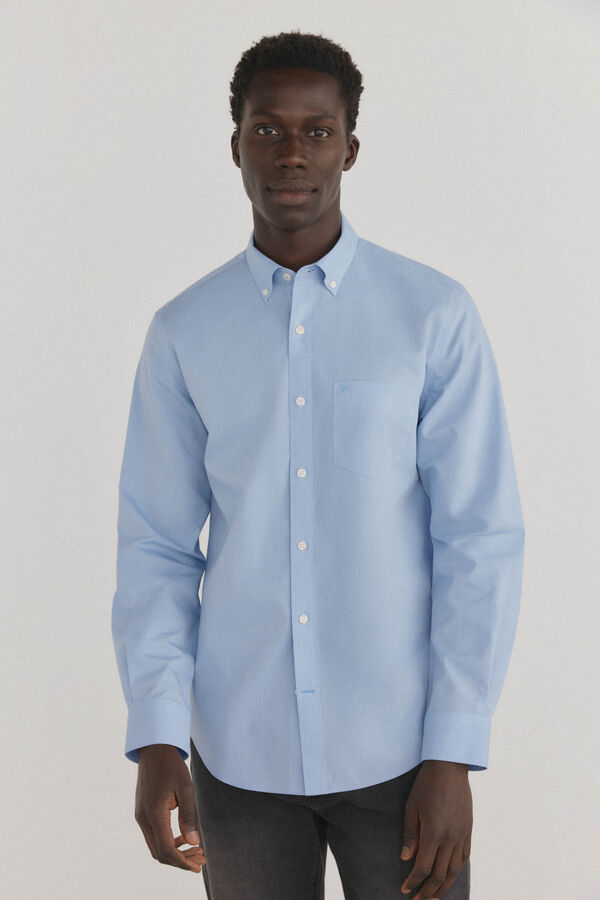 Pedro del Hierro Non iron + anti-stain smooth shirt Blue