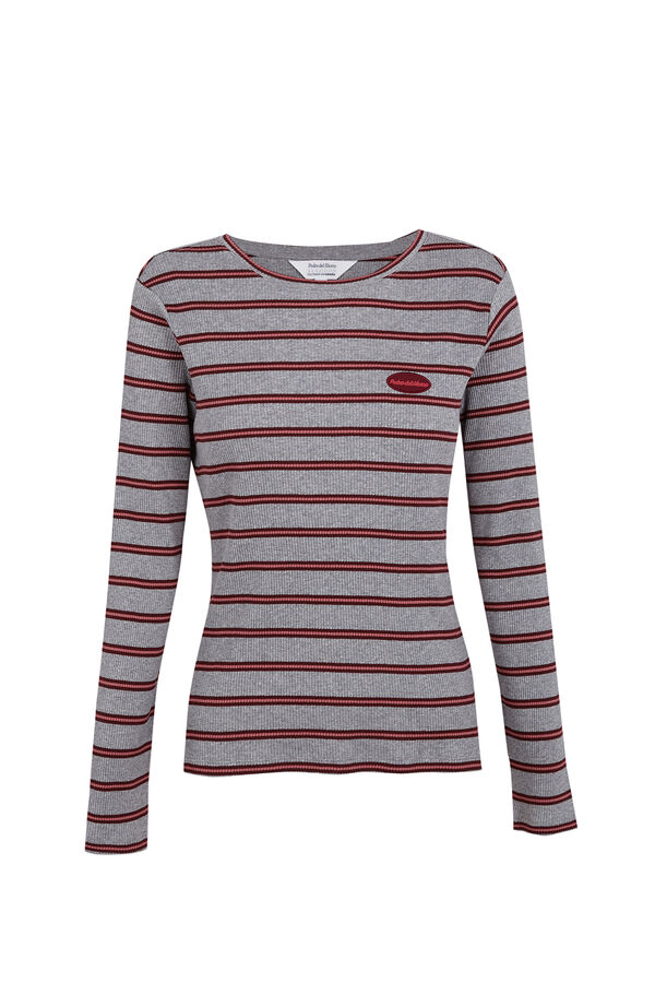 Pedro del Hierro Striped long sleeve T-shirt Grey
