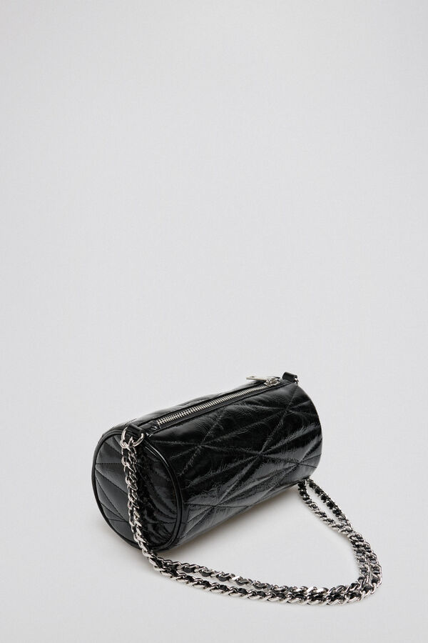 Pedro del Hierro Quilted leather baguette bag Black