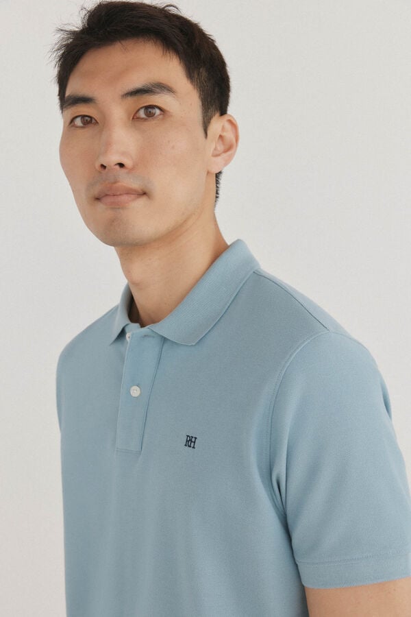 Pedro del Hierro Basic regular piqué polo shirt Blue