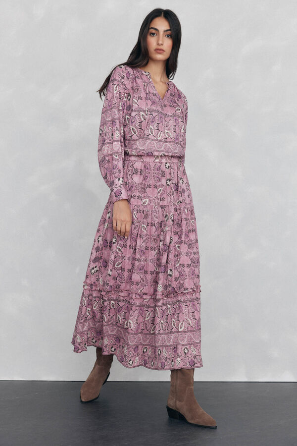 Pedro del Hierro Printed midi skirt floors Purple