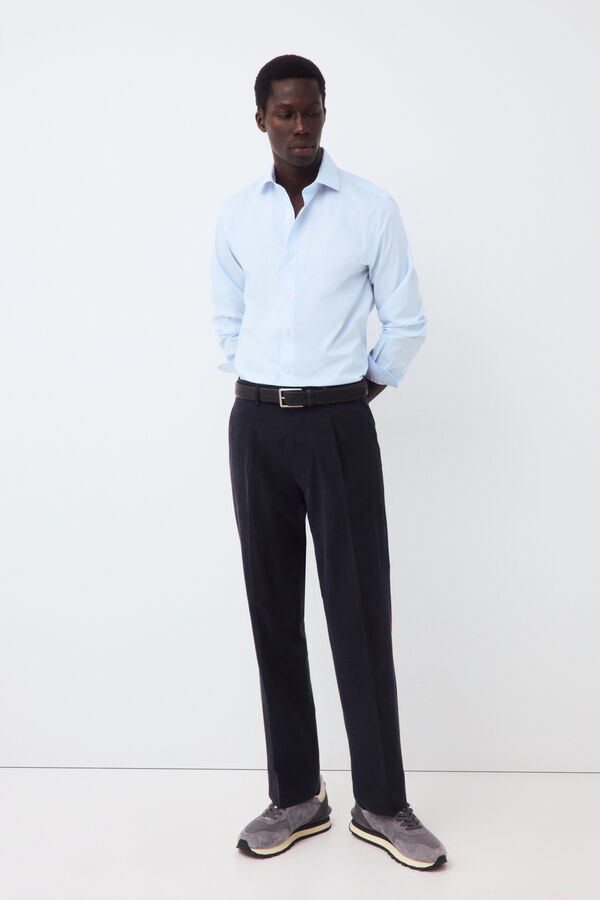 Pedro del Hierro Striped easy-iron dress shirt Blue