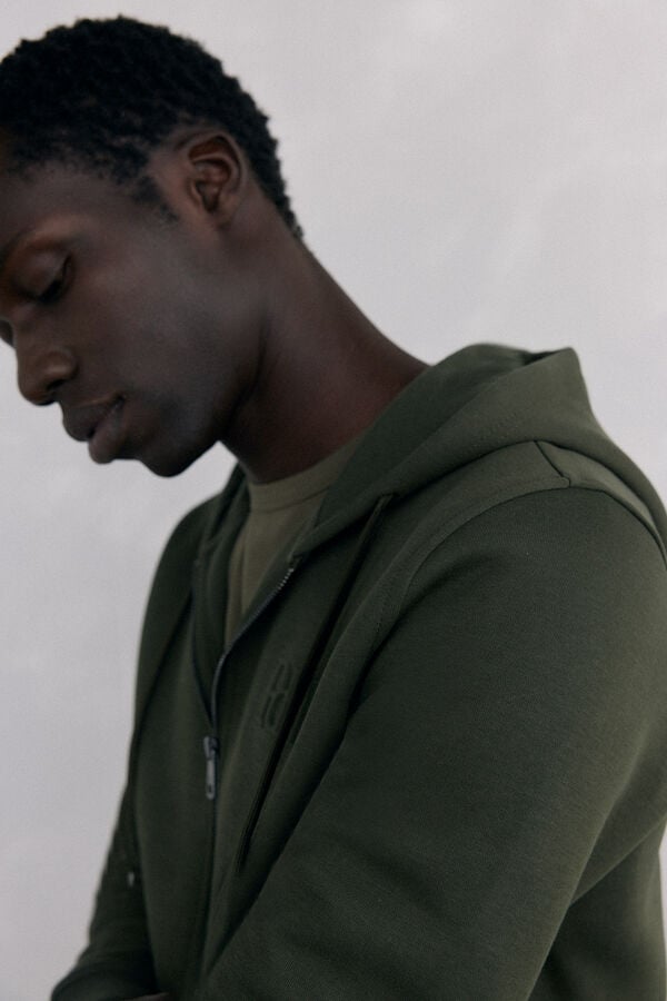 Pedro del Hierro Hoodie with technical fabric Green