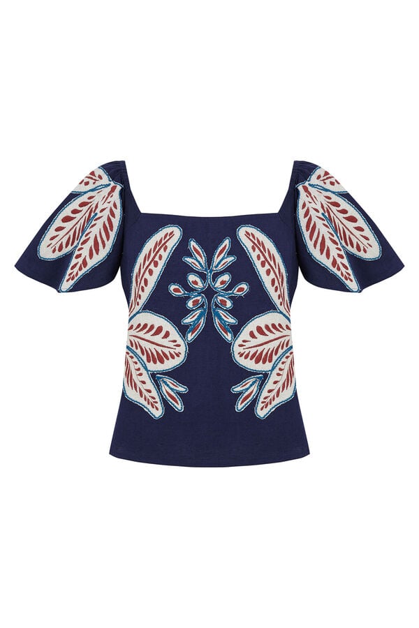 Pedro del Hierro Embroidered top Blue
