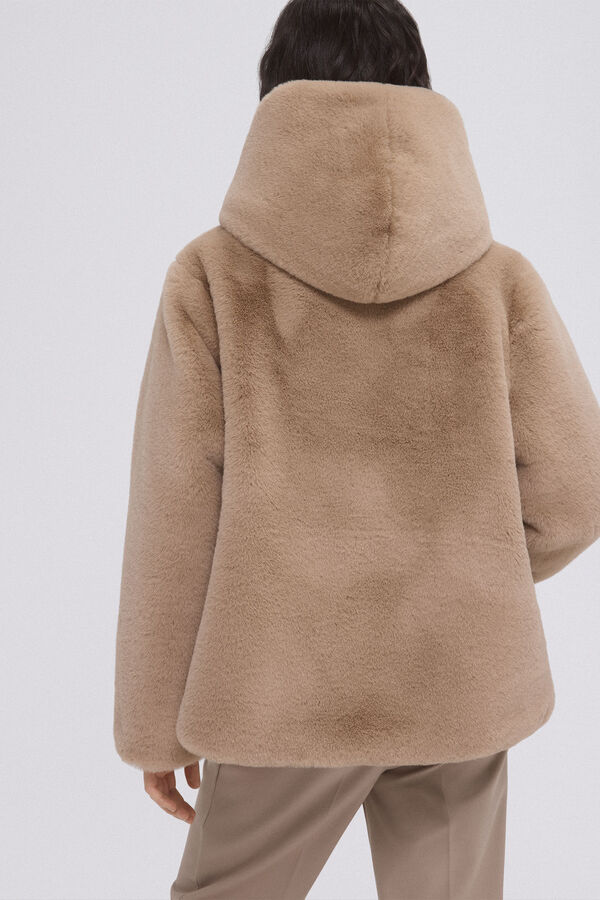 Pedro del Hierro Fake fur hood jacket Grey