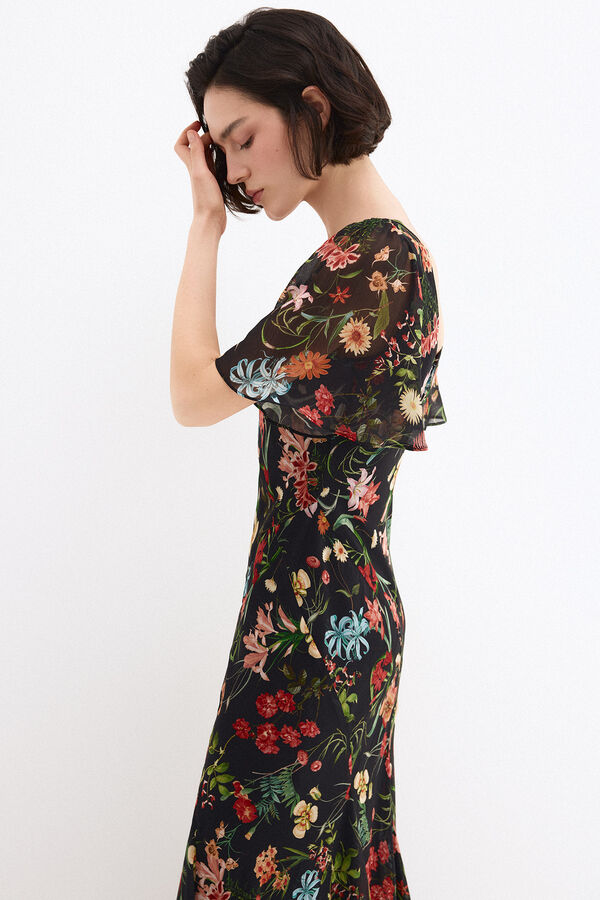 Pedro del Hierro Vestido largo estampado cortes Azul