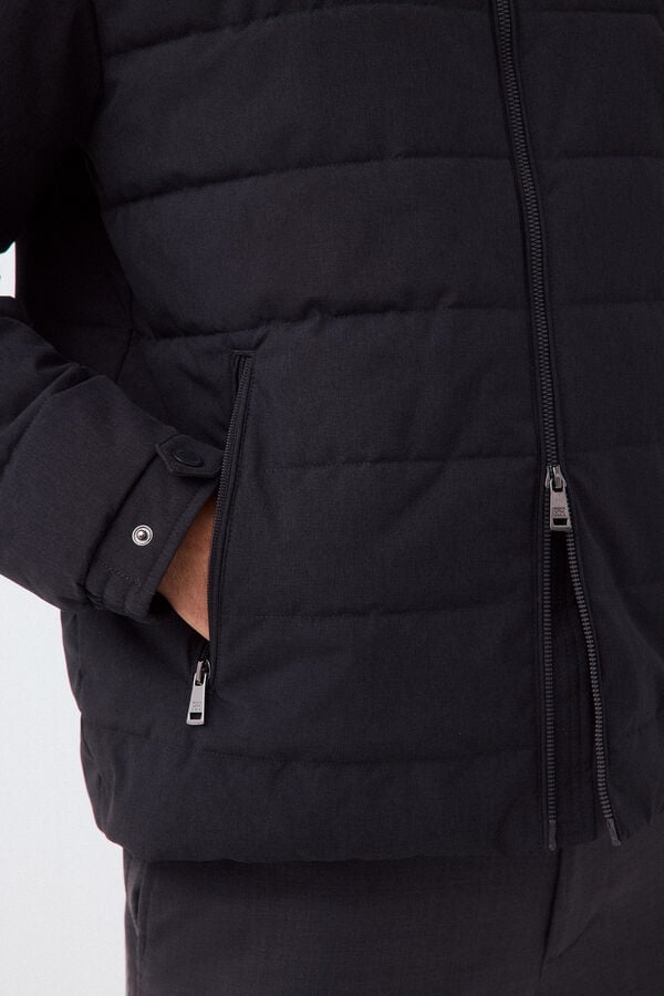 Pedro del Hierro Grey melange fabric puffer jacket Grey