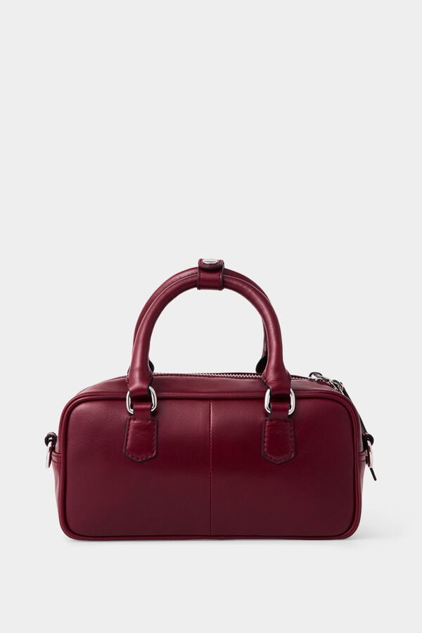 Pedro del Hierro Leather mini bowling bag Red