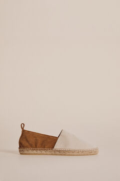 Pedro del Hierro Textile and split leather espadrille with logo  Brown