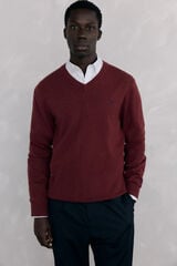 Pedro del Hierro Merino wool and cashmere V neck Burgundy