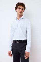 Pedro del Hierro Striped non-iron + anti-stain slim fit dress shirt Blue