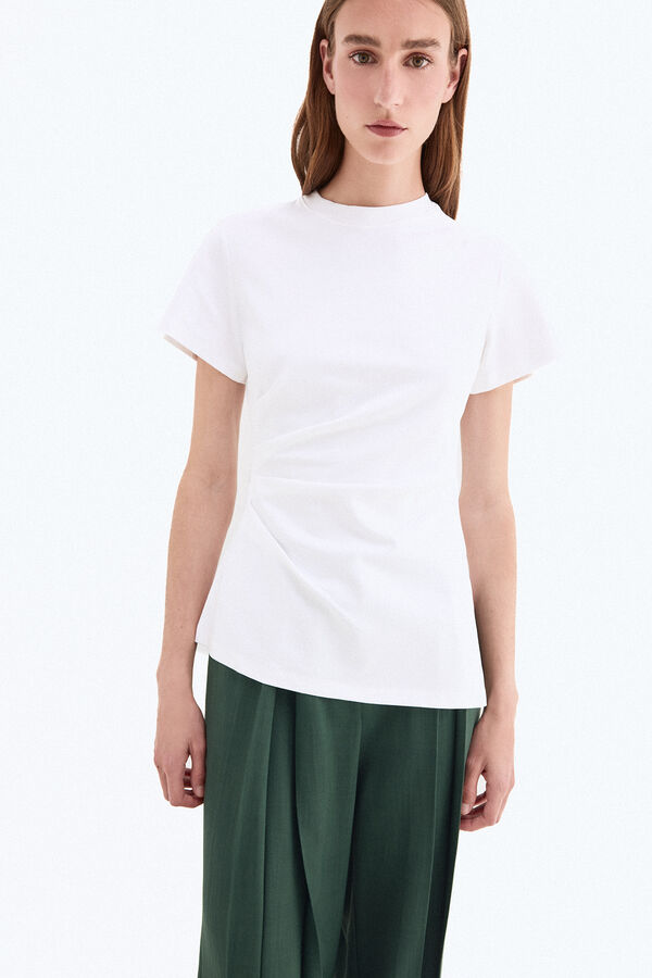Pedro del Hierro Irregular hem draped short sleeve T-shirt White