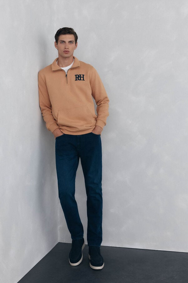 Pedro del Hierro Vespa neck sweatshirt Brown