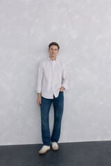 Pedro del Hierro Iconic candela striped Oxford shirt Beige