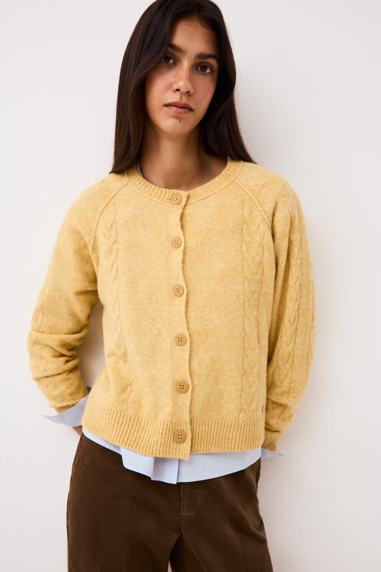 Pedro del Hierro Crew neck cross-knit jacket
