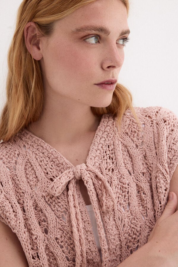 Pedro del Hierro Openwork fantasy structure gilet Pink