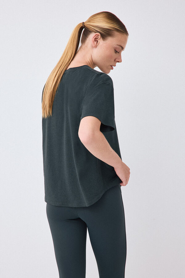 Pedro del Hierro Oversize activewear T-shirt with uneven hem Green