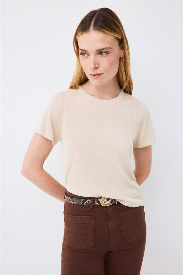 Pedro del Hierro Lurex knit top Ecru