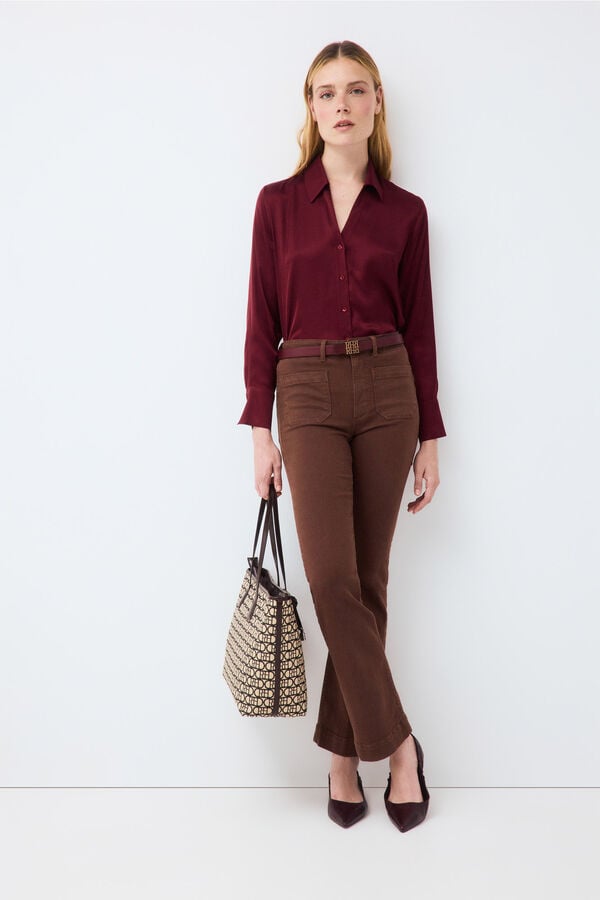 Pedro del Hierro Satin-finish basic shirt Burgundy