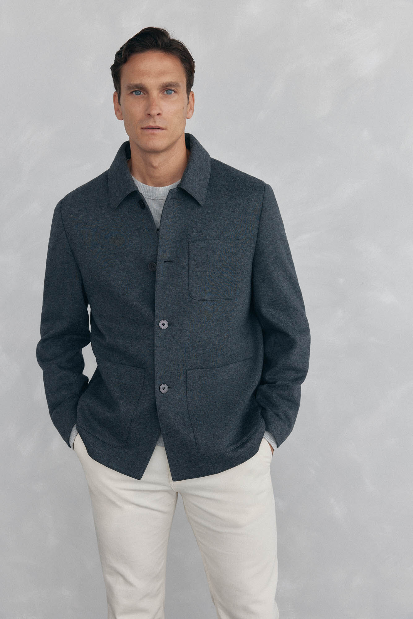 Pedro del Hierro Gray wool overshirt