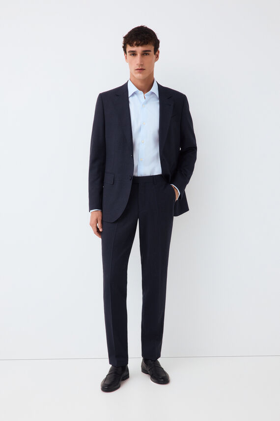 Pantalón traje coordinado slim cuadro azul