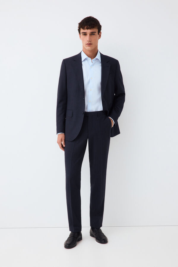 Pedro del Hierro Blue plaid slim fit tailored trousers Blue