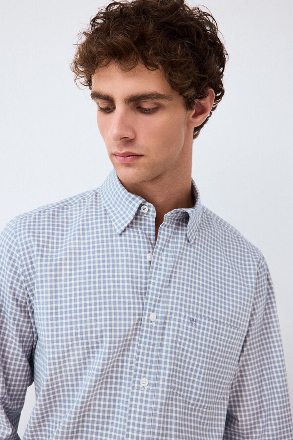 Pedro del Hierro Melange plaid shirt Blue