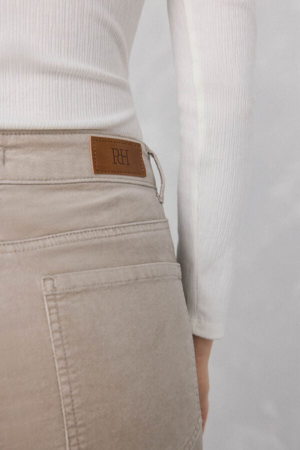 Pedro del Hierro Cropped flare velvet pants Beige