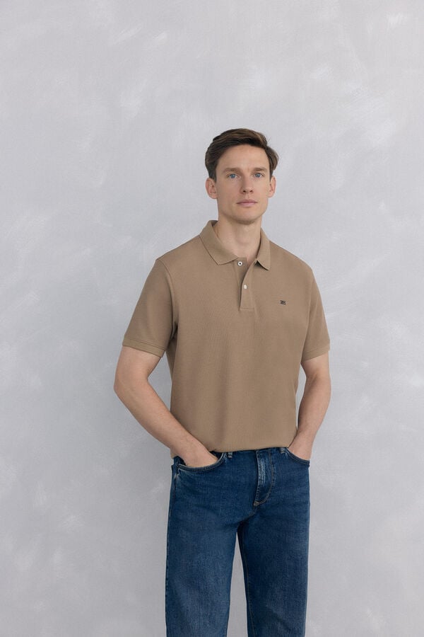 Pedro del Hierro Basic piqué polo shirt Beige